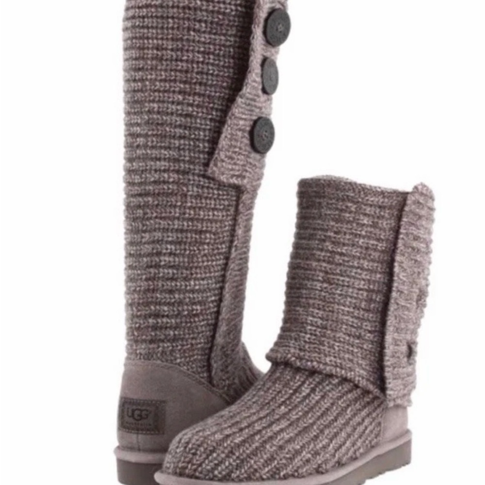 UGG Gray Knit Button Boots Girls Size 1